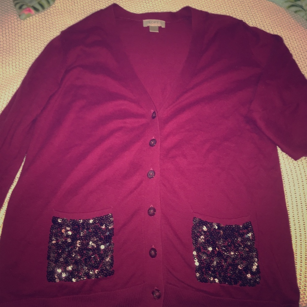 Maroon Sparkle Pocket Sweater